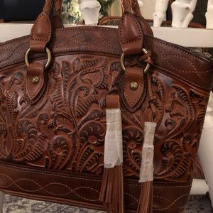 Burnished Tooled Collection “Zorita” Authentic Patricia Nash Leather Bag NWT